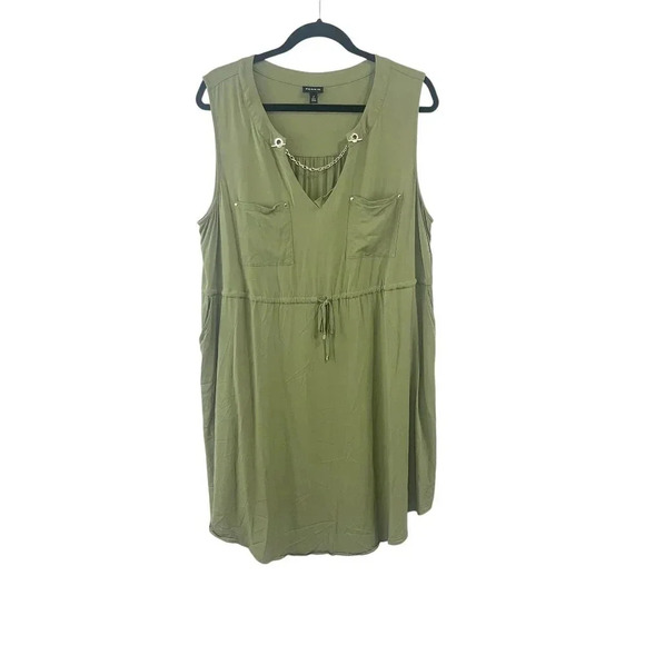 Torrid Green Lightweight Sleeveless Dress with Chain Detail at Neck Plus Size 2X - Picture 1 of 8